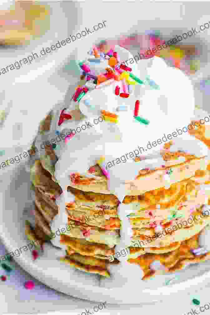 Delicious Stack Of Jake Shaped Pancakes Topped With Whipped Cream And Rainbow Sprinkles Adventure Time Recipes: How To Make Intriguing And Delectable Meals Inspired By Adventure Time