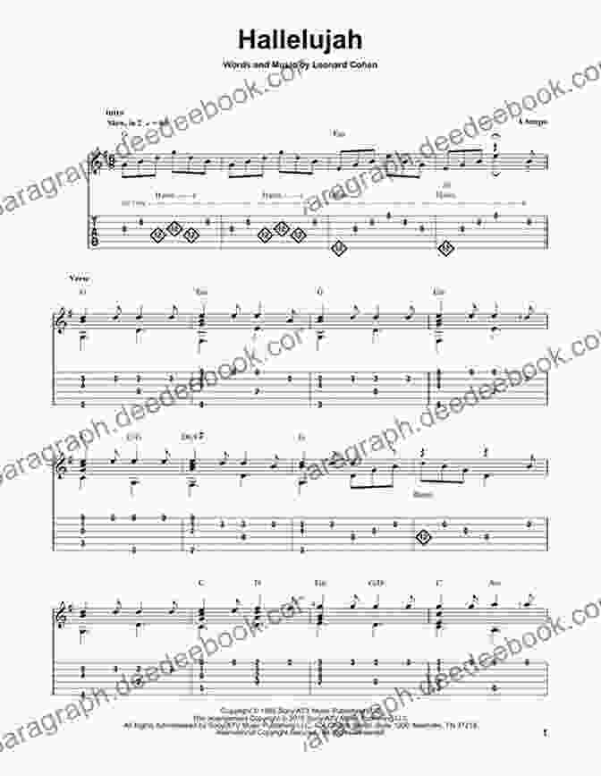 Hallelujah Tablature Disney Songs Beginning Solo Guitar: 15 Songs Arranged For Beginning Chord Melody Style In Standard Notation And Tablature