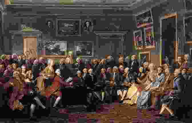 Painting Depicting The Philosophers Of The Enlightenment, Such As Voltaire, Rousseau, And Diderot, Gathered In A Salon Discussing Ideas. Conquering Peace: From The Enlightenment To The European Union