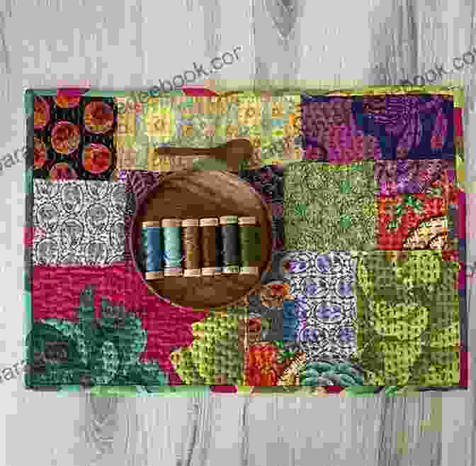 Serene Woman Stitching A Motif, Surrounded By Soft Fabrics And Calming Colors Diary In Stitches: 65 Charming Motifs 6 Fabric Thread Projects To Bring You Joy