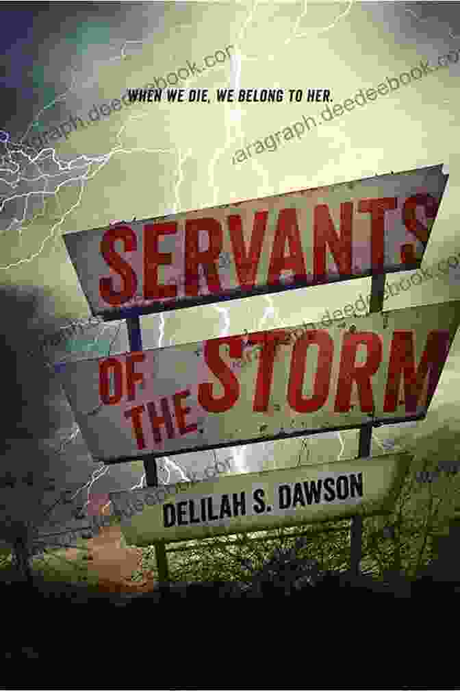 Servants Of The Storm Book Cover, Featuring A Young Woman With Glowing Green Eyes Amidst A Swirling Storm Servants Of The Storm Delilah S Dawson